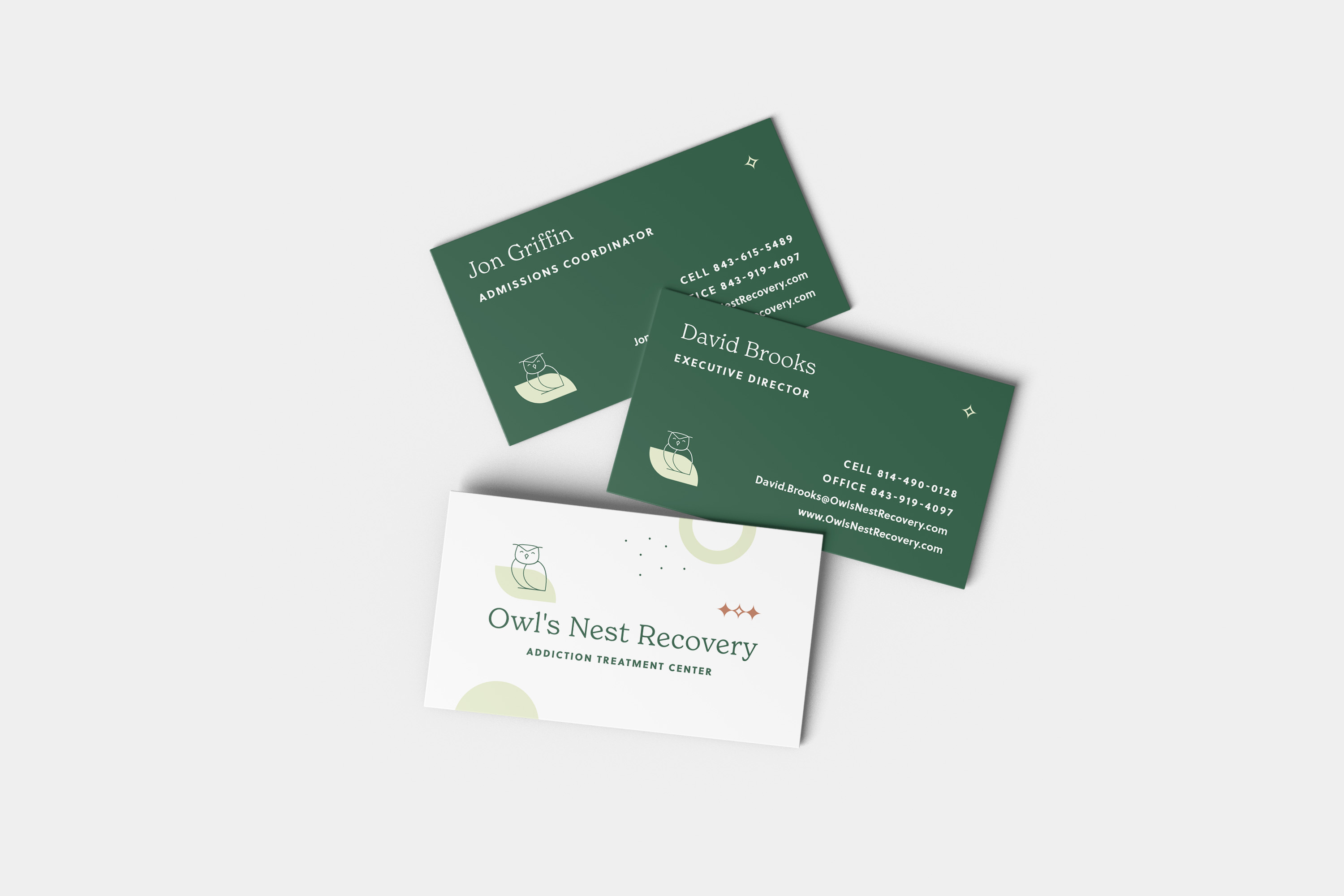 owls nest recovery business card design